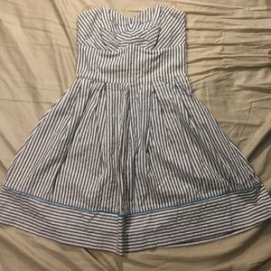 Pinstripe Strapless Mini-Dress